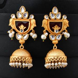 Premium Kundan Ethnic Jhumka <b>Earrings</b> Lightweight and Stylish Jewelry for Weddings and Special Occasions - Product Image 1