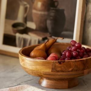 Plato de Pedestal Redondo Moderno y Ecológico de Madera de Mango - Product Image 6