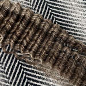 Curly Clip-In Hair Extensions 3C Jerry Curl 8 Inch Sandy <b>Brown</b> & Blonde Highlights - Product Image 3