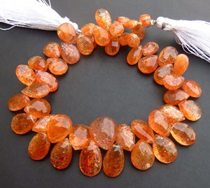 Perles de pierres précieuses de poire à facettes de pierre de soleil arc-en-ciel 9 "brin 8-14mm perles d'étincelle de pierre de soleil africaine naturelle pour bijoux - Product Image 6