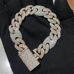 RB Gems Custom 925 Sterling Silver Hip Hop VVS Moissanite <b>Bracelet</b> Women's Fine Charm Pendant Jewelry for <b>Men</b> - Product Image 1