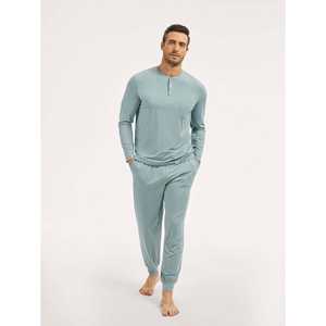 ชุดนอนเฮนลีย์ผู้ชายพรีเมียมแบบสั่งทำพิเศษ ผ้าถักซาตินและผ้าฝ้าย พร้อมโลโก้สั่งทำ ชุดลำลองใส่สบายสำหรับฤดูหนาว - Product Image 1