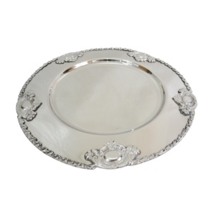 Serveur d'aliments décoratif gravé à la main Casseroles rondes de 13 pouces Assiette de service Assiette de service design en bois - Product Image 2