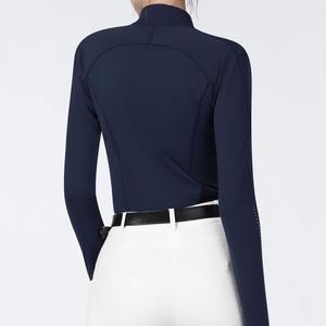 Chemise d'équitation respirante pour femmes, sur mesure, fabriquée en usine OEM, avec manches longues, couche de base - Product Image 4