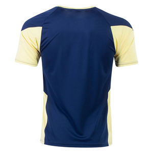 Custom Embroidered 100% Polyester Soccer Jersey Dark Blue with Yellow <b>Strips</b> Adult Sports Team Football Shirt - Product Image 2