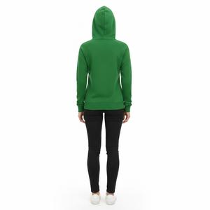 Sweat à capuche vert uni pour femme, coupe ajustée, en molleton de qualité supérieure, entièrement imprimé, en coton haute densité - Product Image 2