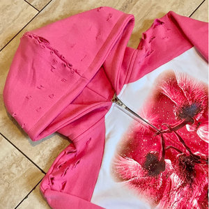 เสื้อมีฮู้ดผู้ชายแบบวินเทจแขนเต็มมีซิปทรงบ็อกซี่ฟิต100% พิมพ์สกรีนสำหรับฤดูหนาว - Product Image 3