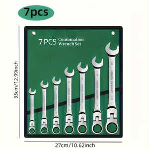 Juego de 14 Llaves de Trinquete de Acero Cromo Vanadio CRV de Grado Industrial, Resistentes, con Cabezas Giratorias de Liberación Rápida y Llaves de Boca Abierta - Product Image 1