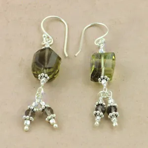 Boucles d'oreilles en argent 925 avec pierre précieuse verte, plaqué or, or rose, diamant, perle comme pierres principales, pour mariage, fête, bijoux chrétiens - Product Image 1