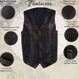 Chaleco de cuero genuino para hombre, Chaleco de cuero de moda para uso en invierno, Chaleco de cuero para hombre recién llegado - Product Image 5