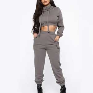 Sweat-shirts courts et pantalons de survêtement XL en denim délavé 2024, de haute qualité, pour femmes, tenues de sport - Product Image 4