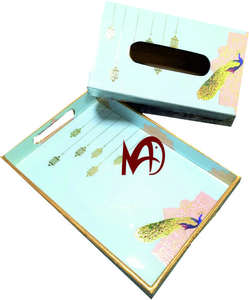 Boîte à mouchoirs et plateau en bois> Impression numérique> avec émail> finition brillante>> - Product Image 1