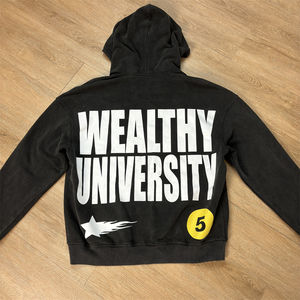 Conjunto de pantalones de chándal bordados con apliques Mufa y Sudadera con capucha recortada para hombre, chándal de retazos de algodón pesado, lavado ácido desgastado 2025 - Product Image 6