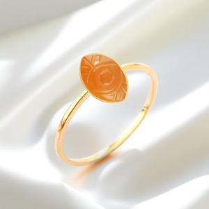 Cornaline naturelle pierre précieuse sculptée mauvais œil lunette bague bande unie mode plaqué or bague bijoux en gros bijoux personnalisés - Product Image 1