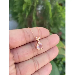Pendentif en Morganite de synthèse taille poire, en argent sterling 925, fait main, bijoux en pierres précieuses, fournisseur en gros OEM ODM - Product Image 1
