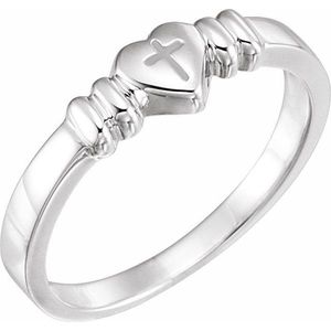 Anillo de Castidad Cristiano con Corazón y Cruz, Regalo Religioso - Product Image 1