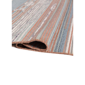 Alfombras de Lana a Rayas Clásicas Indusbar en Rojo y Naranja, Tejido Plano Hecho a Mano para Sala de Estar o Dormitorio - Modelo ADWV-13035 - Product Image 2