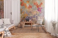 Papier peint mural en vinyle non tissé, motif floral orange et violet, fabriqué en Allemagne, moderne, résistant à l'humidité, insonorisant, pour hôpital, salle à manger, chambre