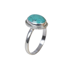 ทองแดงสีฟ้าเทอร์ควอยซ์ 925 เงินสเตอร์ลิงทรงกลมแหวนพลอยเดือนธันวาคม Birthstone วงแหวนที่เรียบง่ายของขวัญสําหรับวันครบรอบ - Product Image 1