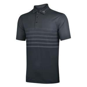 Handee Men's Black Golf <b>Coat</b> 100% Polyester Knitted Fabric Quick Dry 4-Stripe Horizontal Design - Product Image 1