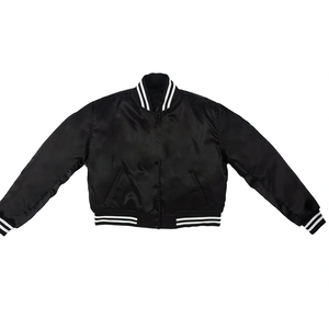 Blouson Bomber en Satin Personnalisé Haut de Gamme Brillant Léger Style Universitaire Bordure Côtelée Personnalisable Streetwear Imperméable - Product Image 1