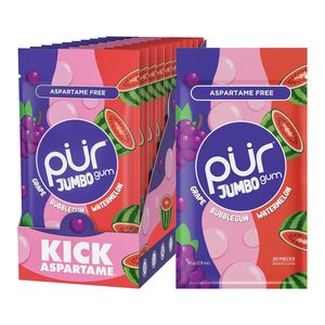 Goma de mascar PUR Jumbo |   Chicle Sin Aspartamo |   100% Xilitol |   Chicle Natural con Sabor a Uva y Sandía, 20 Piezas (Paquete de 10) - Product Image 2