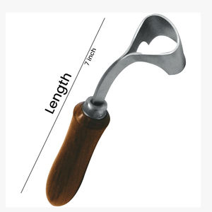 Lame incurvée en acier inoxydable de la meilleure qualité avec poignée ronde en bois couteau de coupe de sabot polyvalent main droite - Product Image 1