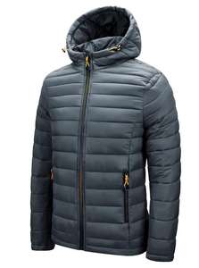 Vestes d'hiver matelassées imperméables à capuche en polyester léger et chaud avec logo personnalisé pour hommes, taille plus - Product Image 5