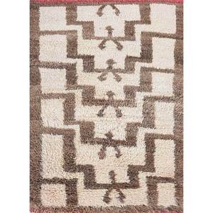 พรมขนสัตว์ลายเรขาคณิตสีเบจและสีน้ำตาล ขนาด 9x12 ฟุต สำหรับตกแต่งห้องนั่งเล่นและทางเดินสำหรับวัยรุ่น - Product Image 1