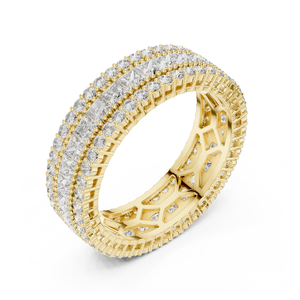 แหวนแต่งงานทองคำขาวประดับเพชรทรงกลมเจ้าหญิง พร้อมเพชรเพาะเลี้ยงและเพชรธรรมชาติสุดหรู รับประกันคุณภาพ ของขวัญเครื่องประดับชั้นดีสำหรับผู้หญิง - Product Image 2