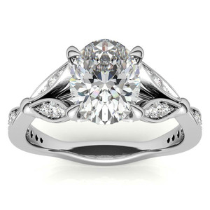 Bague de fiançailles SHREYA DIAM ovale florale en moissanite, argent 925 plaqué rhodium, sertissage à griffes, style classique de luxe pour femme - Product Image 2