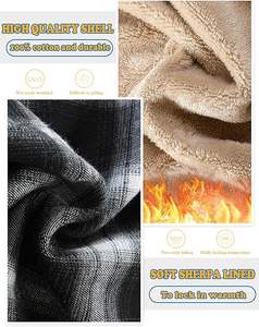 Men Cotton Plaid Flannel Shirt Jacket Sherpa Fleece <b>Lined</b> Hooded Button Down Winter <b>Coat</b> - Product Image 5