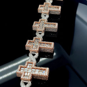 Pulseras de oro de lujo de Plata de Ley 925 Multicolor VVS Moissanite Diamond Stone Set Gorgeous Cross-Shape Bangles elegante lindo - Product Image 5