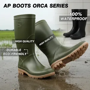 Bottes de pluie industrielles AP ORCA en PVC imperméable, avec embout en acier, antidérapantes, hauteur genou, type Wellington - Product Image 3