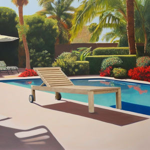 Tumbona Reclinable de Teca Sólida y Duradera, Minimalista y Ajustable, para Uso en Piscina, Parque, Villa, Resort y Hotel - Product Image 1