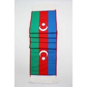 Écharpe tissée à pompons avec drapeau de l'Azerbaïdjan en tissu - Product Image 5