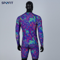 Maillot de compression à manches longues personnalisé par sublimation pour MMA, BJJ, grappling, avec ensemble de rashguards de Jiu Jitsu