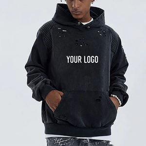 100% coton poids lourd en détresse lavé à l'acide sweat à capuche pour hommes blanc hommes fermeture éclair à capuche Vintage hiver sweats à capuche pour hommes - Product Image 1