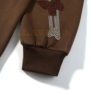 Sweats à capuche en coton mélangé de couleur unie avec strass pour hommes, style décontracté, saison hivernale, col à capuche, nouveau design - Product Image 6