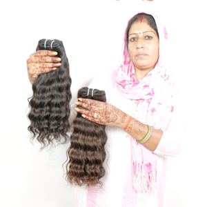 ผมต่อทำจากผมมนุษย์เป็นลอนธรรมชาติแบบไม่ผ่านกระบวนการผมชาวอินเดียแบบไม่ผ่านกระบวนการ - Product Image 5