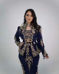 Conjunto de Chaqueta Lehenga con Cuentas de Cristal y Satén Turco Argentino, Ropa de Novia, Vestido Largo para Fiesta, Ecológico, Antiestático, de Alta Calidad, Estilo Vintage - Product Image 2