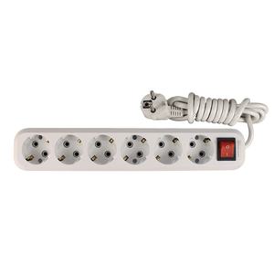 6 Way White <b>Extension</b> <b>Socket</b> With Grounding With Button 3 Meters Cable Electrical Power Strip ABS Plastic UK US EU Standard - Product Image 1