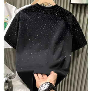Camiseta gráfica informal de gran tamaño para hombre con diamantes de imitación personalizados, ropa de calle de moda, estilo urbano - Product Image 5