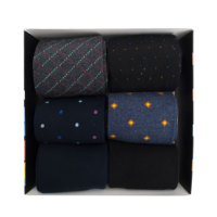 Chaussettes chaudes en coton pour hommes, lot de 6 paires, motif classique à pois fantaisie, conception ODM, style quotidien, impression numérique, coffret cadeau d'hiver, logo sous le dessus