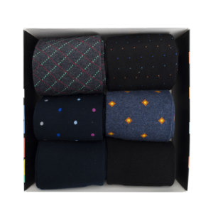 Calzini Caldi in Cotone da Uomo, 6 Paia, Design Fantasia a Pois Classico, Stile Quotidiano ODM, Stampa Digitale, Confezione Regalo Invernale con Logo sul Fondo - Product Image 1