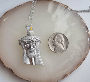 Nouveau pendentif tête de Jésus style hip-hop en or blanc 10 carats avec diamants de laboratoire taille brillant ronde en pureté VVS - Product Image 3