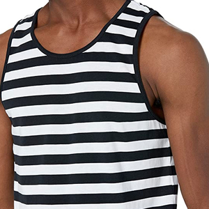 Camiseta sin mangas a rayas de alta calidad para hombre, chaleco de algodón transpirable para gimnasio, ropa deportiva de moda para verano, venta al por mayor - Product Image 4