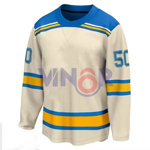 Maillots de hockey sur glace personnalisés en sublimation, vente en gros à bas prix, avec numéro et design personnalisés - Product Image 1