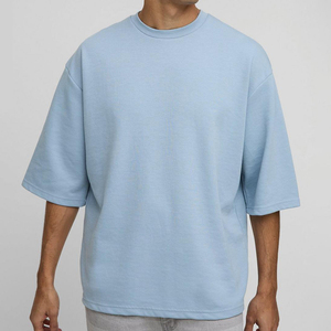 Camiseta extragrande de Algodón 100% con logotipo personalizado para hombre, camiseta de media manga de peso pesado, camiseta de calle de gran tamaño para hombre - Product Image 1