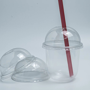 Custom logo Diameter 95mm 360ml 500ml 700ml Disposable Plastic U Shape pp Cup <b>with</b> Dome Flat <b>Lid</b> Best Selling Products in France - Product Image 1